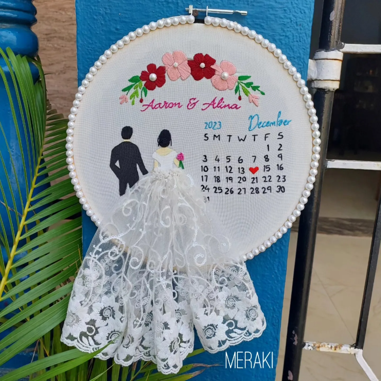 Embroidered Wedding Keepsake Hoop