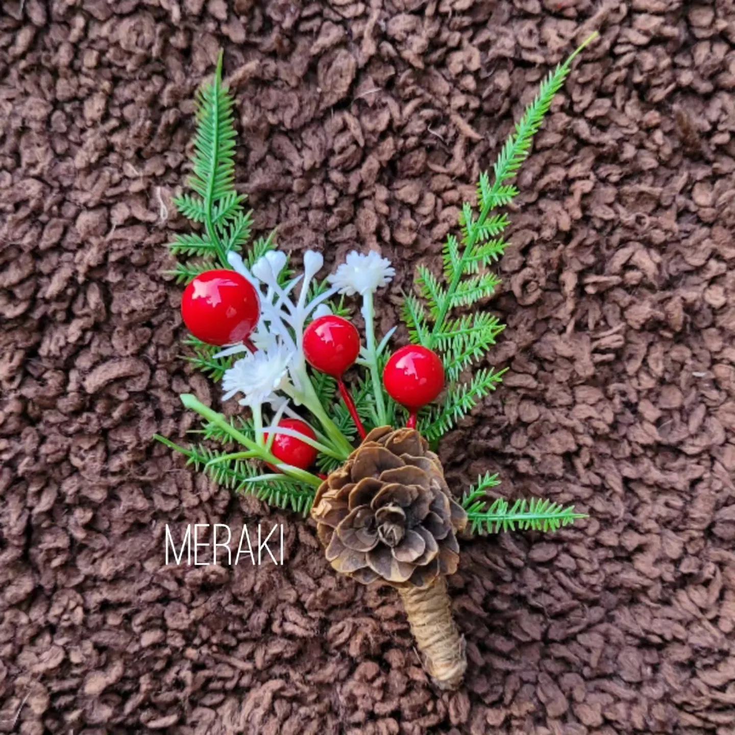Christmas theme inspired boutonniere for bestman
