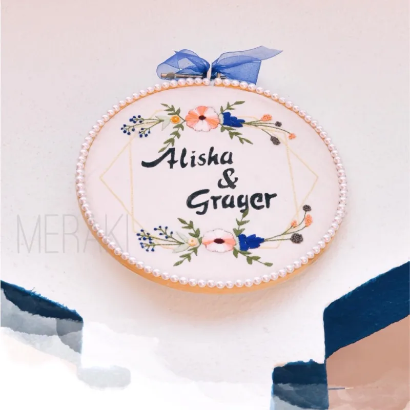Embroidered Wall hanging adorned with white pearls