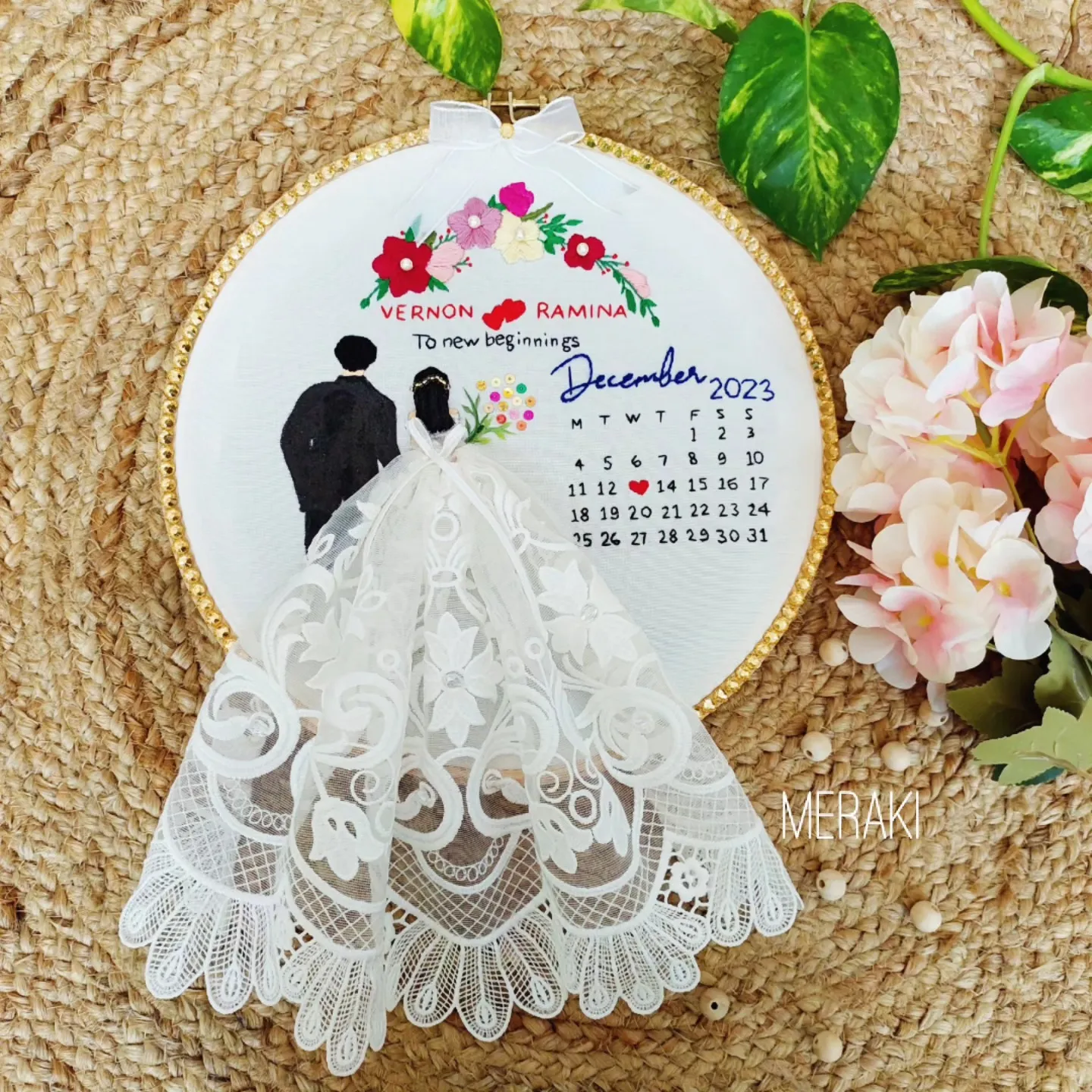 Personalised Wedding Embroidery Hoop