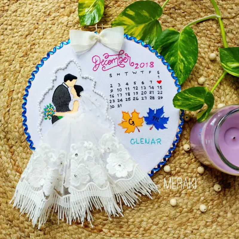 Embroidered wedding hoop for GLEN & MARYLYN